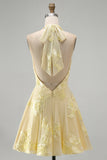 Halter A Line Sage Green Homecoming Dress