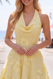 Halter A Line Sage Green Homecoming Dress