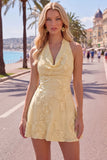 Halter A Line Sage Green Homecoming Dress