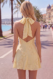 Halter A Line Sage Green Homecoming Dress