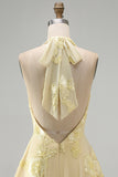 Halter A Line Sage Green Homecoming Dress