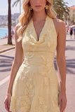 Halter A Line Sage Green Homecoming Dress