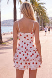 Pink Strawberry Print A Line Spaghetti Straps Short Homecoming Dress