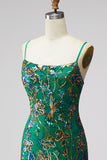 Dark Green Jacquard Ruffled Short Homecoming Dress