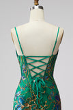 Dark Green Jacquard Ruffled Short Homecoming Dress