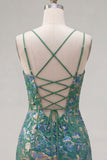 Dark Green Jacquard Ruffled Short Homecoming Dress