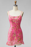 Dark Green Jacquard Ruffled Short Homecoming Dress