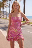 Dark Green Jacquard Ruffled Short Homecoming Dress