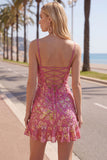 Dark Green Jacquard Ruffled Short Homecoming Dress