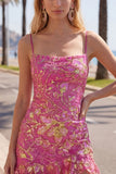 Dark Green Jacquard Ruffled Short Homecoming Dress