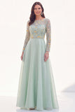 Navy Sequin Beaded A Line Mother of the Bride Dress with Long Sleeves