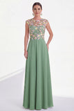 Pink A Line 3D Flower Long Mother of the Bride Dress