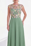 Pink A Line 3D Flower Long Mother of the Bride Dress