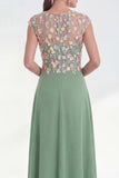 Pink A Line 3D Flower Long Mother of the Bride Dress