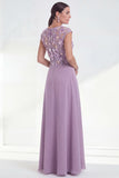 Pink A Line 3D Flower Long Mother of the Bride Dress