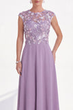 Pink A Line 3D Flower Long Mother of the Bride Dress