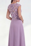 Pink A Line 3D Flower Long Mother of the Bride Dress