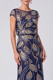 Green Mermaid Beaded Sequin Mother of the Bride Dress with Cap Sleeves