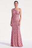One Shoulder Champagne Sequin Mermaid Mother of the Bride Dress