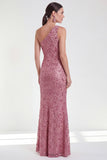 One Shoulder Champagne Sequin Mermaid Mother of the Bride Dress