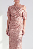 Dusty Rose Mermaid One Shoulder Sequin Mother of the Bride Dress