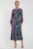 Floral Velvet Burnout Black Mother of the Bride Dress with Long Sleeves