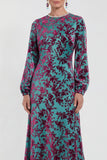 Floral Velvet Burnout Black Mother of the Bride Dress with Long Sleeves