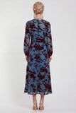 Floral Velvet Burnout Black Mother of the Bride Dress with Long Sleeves