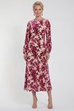 Floral Velvet Burnout Black Mother of the Bride Dress with Long Sleeves