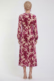 Floral Velvet Burnout Black Mother of the Bride Dress with Long Sleeves