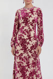 Floral Velvet Burnout Black Mother of the Bride Dress with Long Sleeves