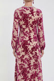 Floral Velvet Burnout Black Mother of the Bride Dress with Long Sleeves