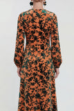 Floral Velvet Burnout Black Mother of the Bride Dress with Long Sleeves