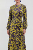 Floral Velvet Burnout Black Mother of the Bride Dress with Long Sleeves