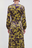 Floral Velvet Burnout Black Mother of the Bride Dress with Long Sleeves