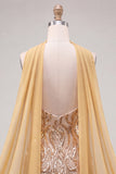 Gold Strapless Bodycon Sequin Homecoming Dress with Scarf