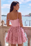 Lilac Corset 3D Flower Sequin A Line Homecoming Dress