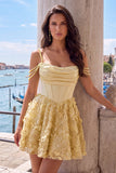 Lilac Corset 3D Flower Sequin A Line Homecoming Dress
