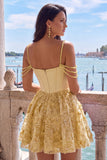 Lilac Corset 3D Flower Sequin A Line Homecoming Dress