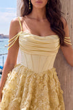 Lilac Corset 3D Flower Sequin A Line Homecoming Dress