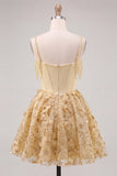 Lilac Corset 3D Flower Sequin A Line Homecoming Dress