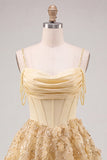 Lilac Corset 3D Flower Sequin A Line Homecoming Dress