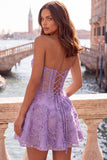 Sweetheart Sequin Corset Applique A Line Pink Homecoming Dress