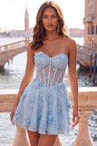 Sweetheart Sequin Corset Applique A Line Pink Homecoming Dress