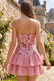 Dusty Rose Strapless A Line Sequin Homecoming Dress