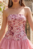 Dusty Rose Strapless A Line Sequin Homecoming Dress