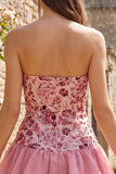 Dusty Rose Strapless A Line Sequin Homecoming Dress