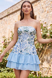 Dusty Rose Strapless A Line Sequin Homecoming Dress