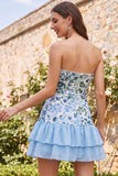 Dusty Rose Strapless A Line Sequin Homecoming Dress