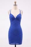 Bodycon Beaded Spaghetti Straps Red Homecoming Dress